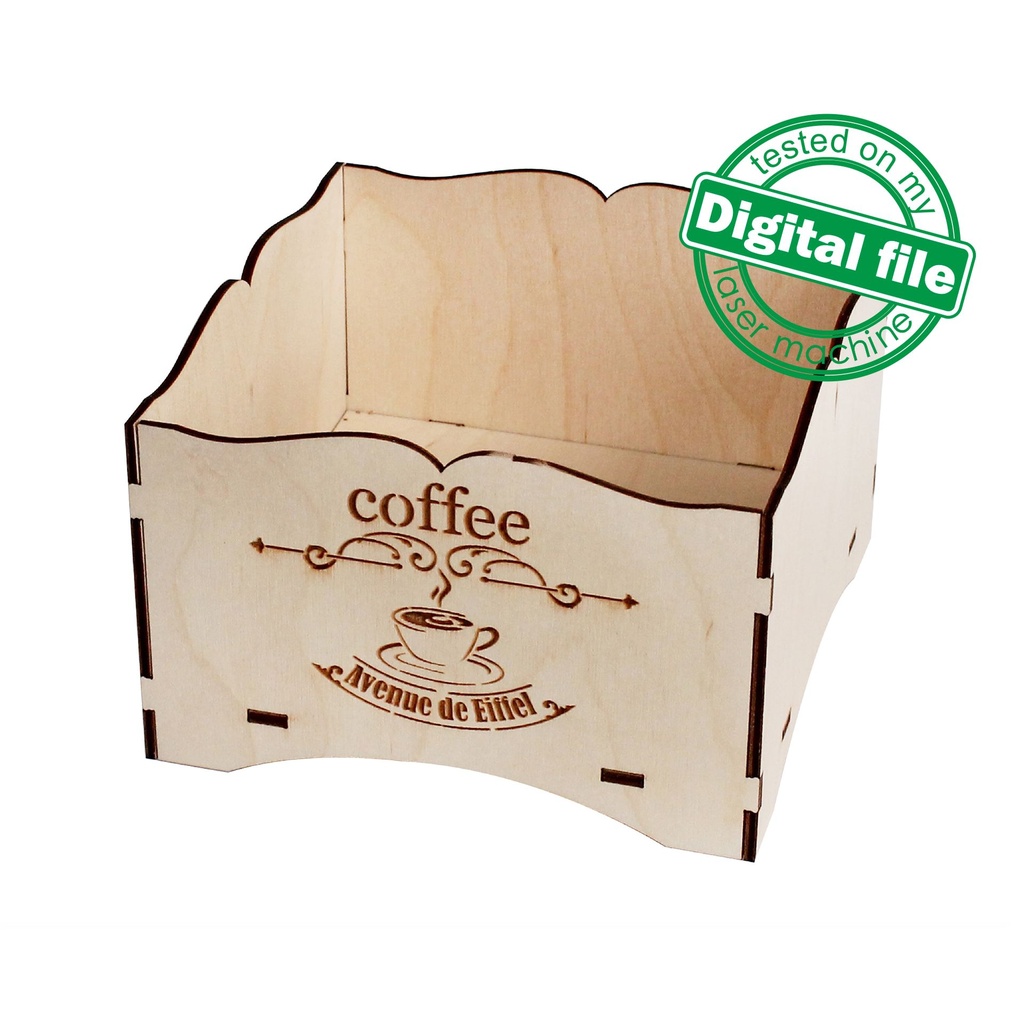 DXF, SVG files for laser Vintage Small Tray, Coffee box, Candy bar decor, Engraved pattern French, Two different material thickness 3.2/6.4