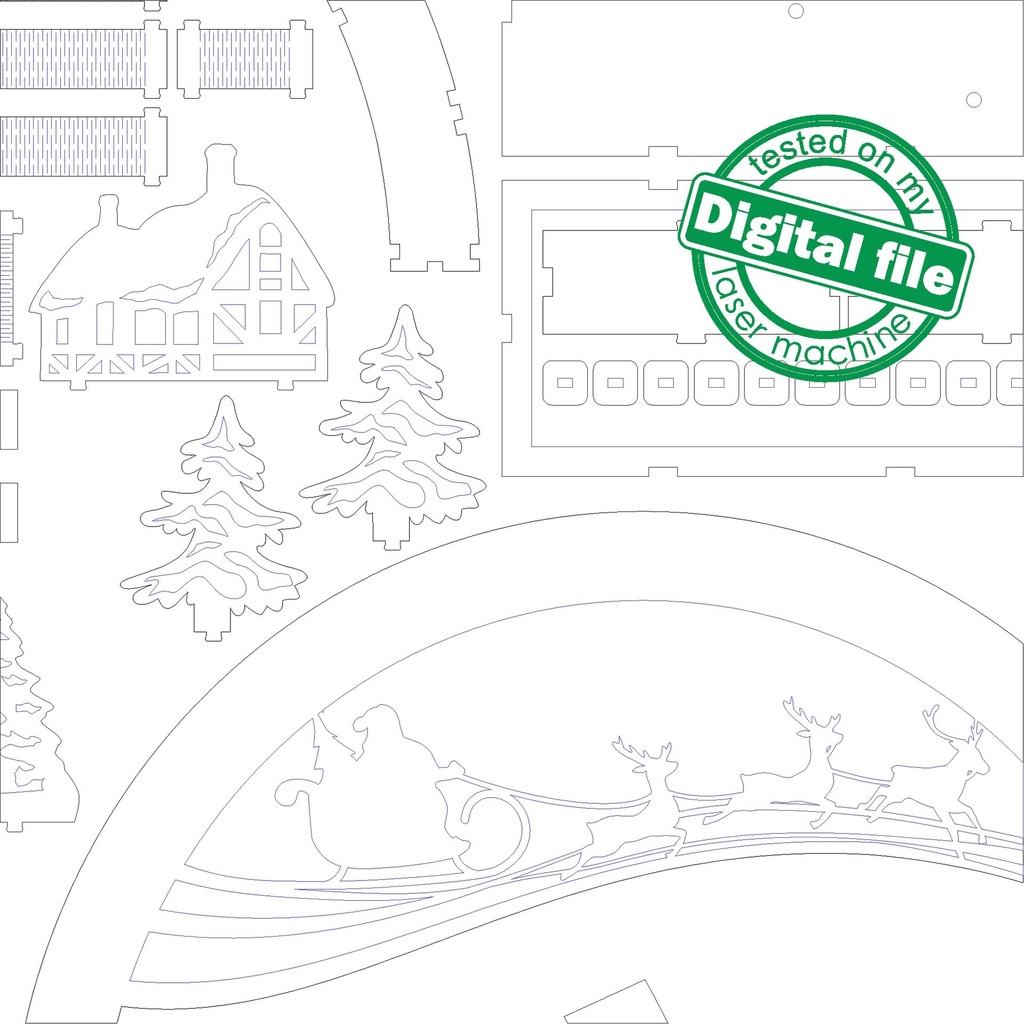 DXF file for laser Large Wooden Decoration Electrically Illuminated Light Arch,Wood Schwibbogen, Centerpiece, Light-up Christmas, SVG, PDF