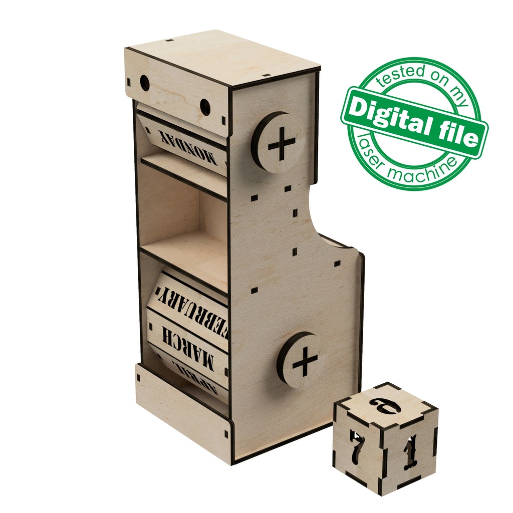 DXF, SVG file for laser Wooden Perpetual calendar, Advent calendar, Christmas countdown, Retro, Vintage, Plywood or MDF 3.2 mm
