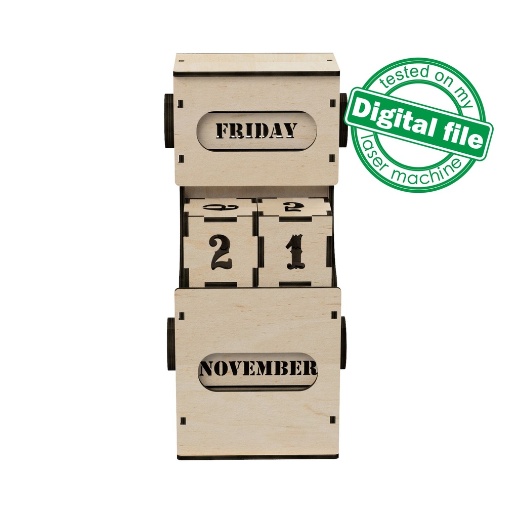 DXF, SVG file for laser Wooden Perpetual calendar, Advent calendar, Christmas countdown, Retro, Vintage, Plywood or MDF 3.2 mm