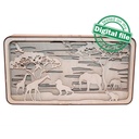 DXF, SVG files Light box Africa, Giraffe, elephant, lion, baobab, flexible plywood, Glowforge ready file, Material thickness 3.2 mm