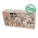 DXF, SVG files for Light Box Children Singing Christmas Carols, Flying reindeer, Santa Claus, Winter forest, Old town, Village, Glowing moon