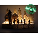 DXF, SVG files for laser Christmas Village, Super Big Set, Bundle of 59 pieces, Winter Scene, Glowforge, Plywood or MDF 3.2 mm