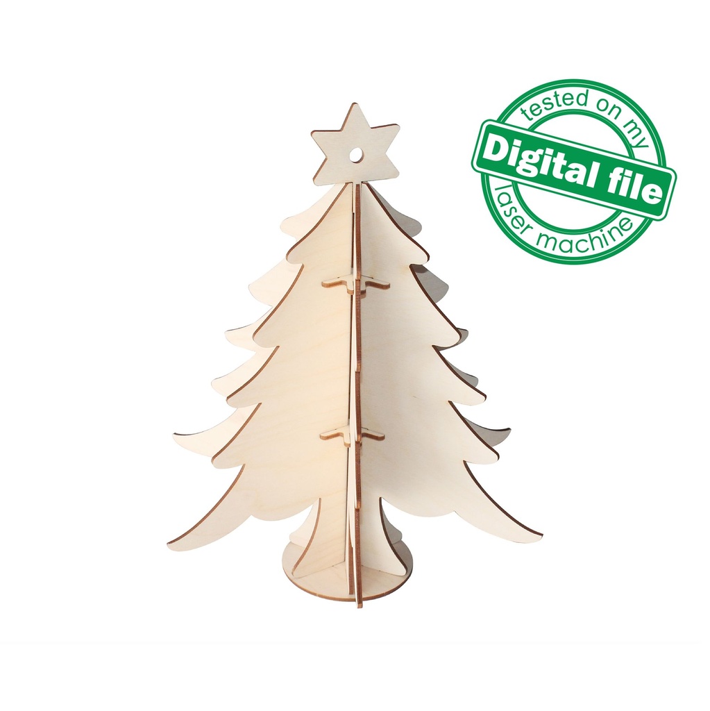 DXF, SVG files for laser Christmas decor Tree Table Figurine with star, Candy bar, Glowforge, Material thickness 3.2 mm