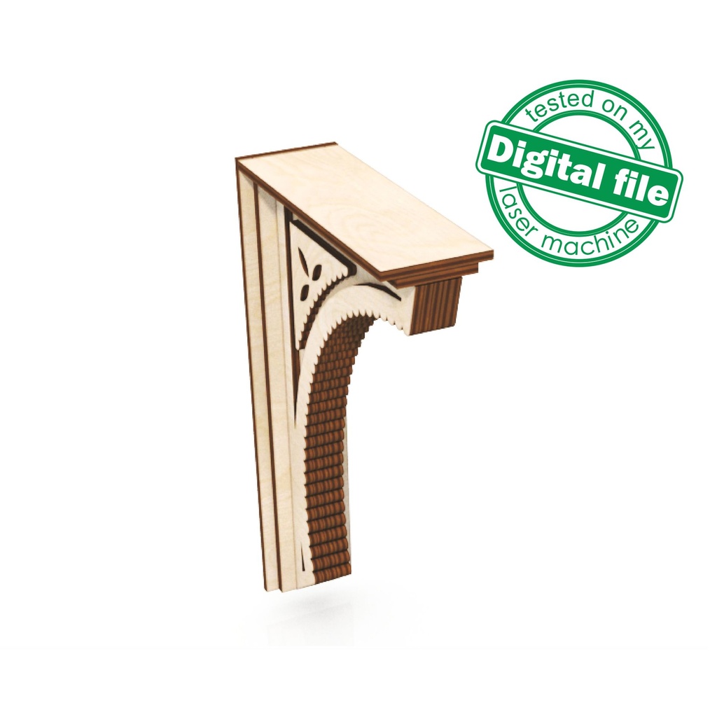 DXF, SVG files for laser Decorative Rustic Corbel, Home Decor, Vector project, Glowforge, Material thickness 1/8 inch (3.2 mm)