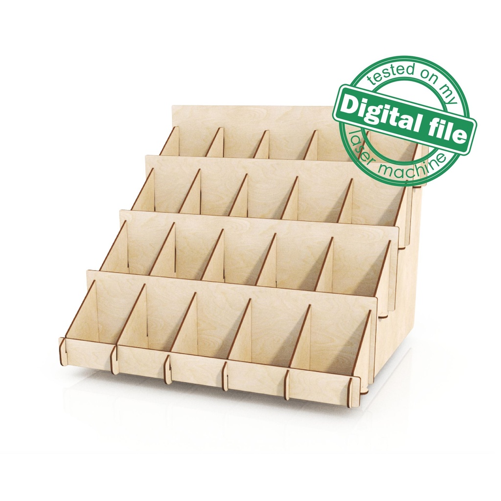 DXF, SVG files for laser Desk organizer, Tiered Display Stand, craft tools display, Vector project, Material thickness 1/8 inch (3.2 mm)