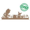 DXF, SVG files for laser Easter decoration, vintage image children collect eggs, Different Material 1/8 inch (3,2 mm), 1/4 inch (6,4 mm)