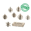 DXF, SVG files for laser Gift box with a set of wooden gift cards, 3D ornaments and snowflakes, 7 different designs, material 1/8'' (3.2 mm)