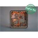 DXF, SVG files for laser Light box Horses, Mountain, Starry Sky, Shadow box, Glowforge, Material thickness 1/8 inch (3.2 mm)