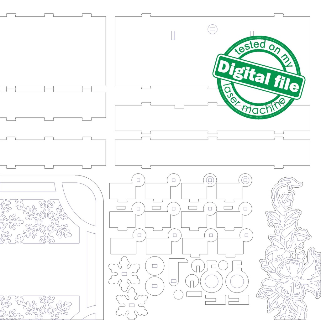 DXF, SVG files for laser Retro Christmas Wooden Suitcase, Vintage Christmas Ornament box, Plywood or MDF 3.2 mm