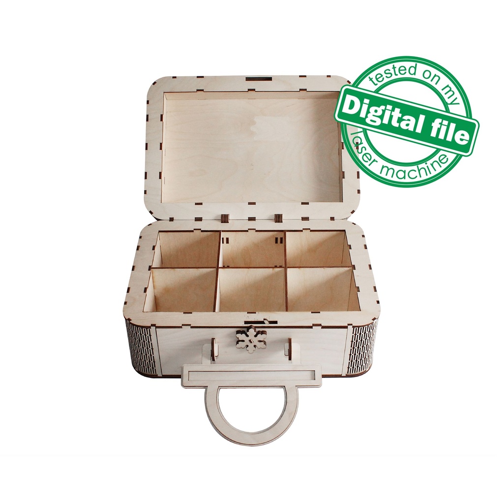 DXF, SVG files for laser Retro Christmas Wooden Suitcase, Vintage Christmas Ornament box, Plywood or MDF 3.2 mm