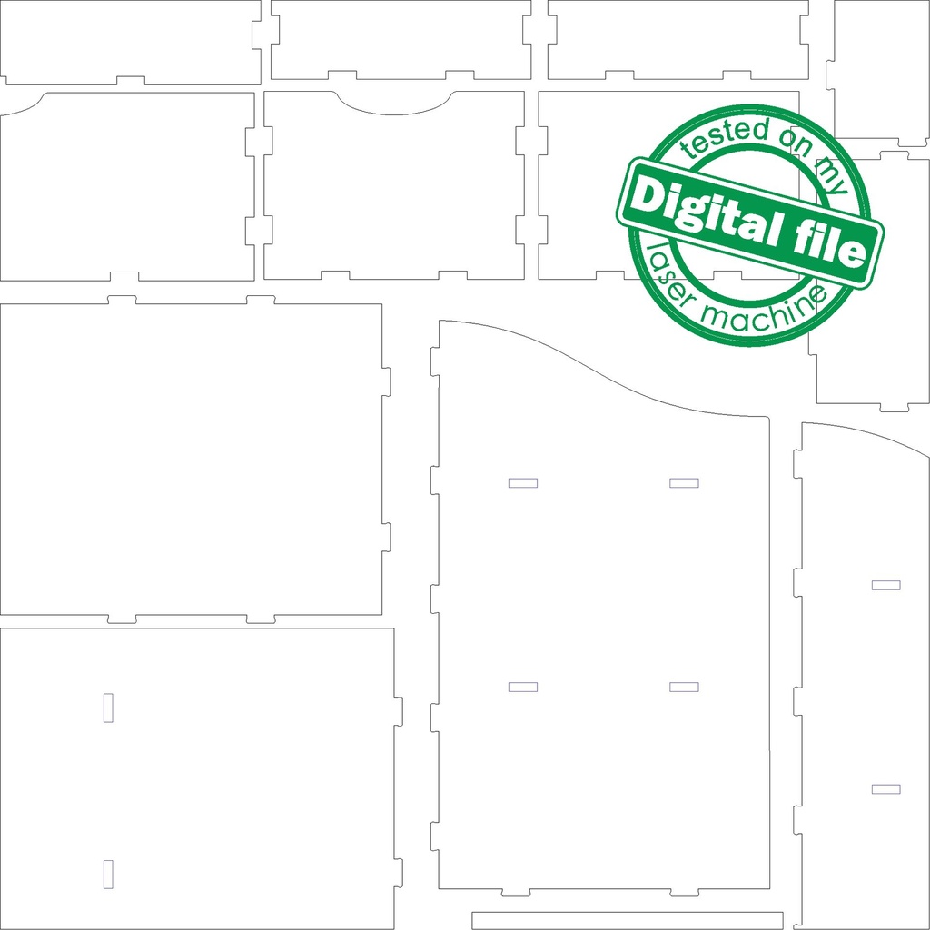 DXF, SVG files for laser Small Wooden Chest of Drawers, Box Storage, father's day gift, tool organization ideas, Material thickness 3.2 mm