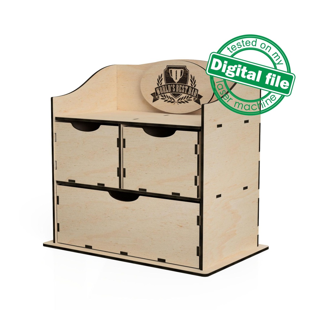 DXF, SVG files for laser Small Wooden Chest of Drawers, Box Storage, father's day gift, tool organization ideas, Material thickness 3.2 mm