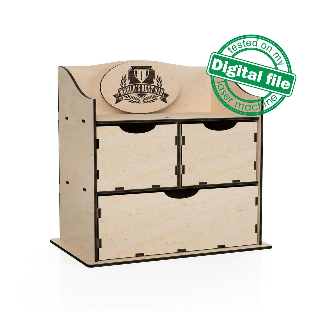 DXF, SVG files for laser Small Wooden Chest of Drawers, Box Storage, father's day gift, tool organization ideas, Material thickness 3.2 mm