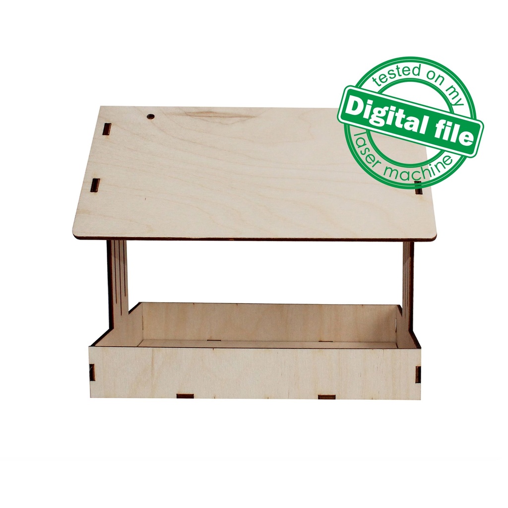 DXF, SVG files for laser Wooden Bird feeder, Glowforge, Vector Project, Two different material thickness 3.2 / 6.4 mm