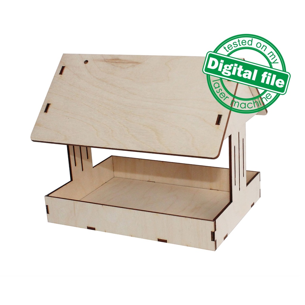 DXF, SVG files for laser Wooden Bird feeder, Glowforge, Vector Project, Two different material thickness 3.2 / 6.4 mm
