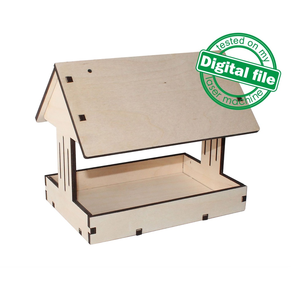 DXF, SVG files for laser Wooden Bird feeder, Glowforge, Vector Project, Two different material thickness 3.2 / 6.4 mm