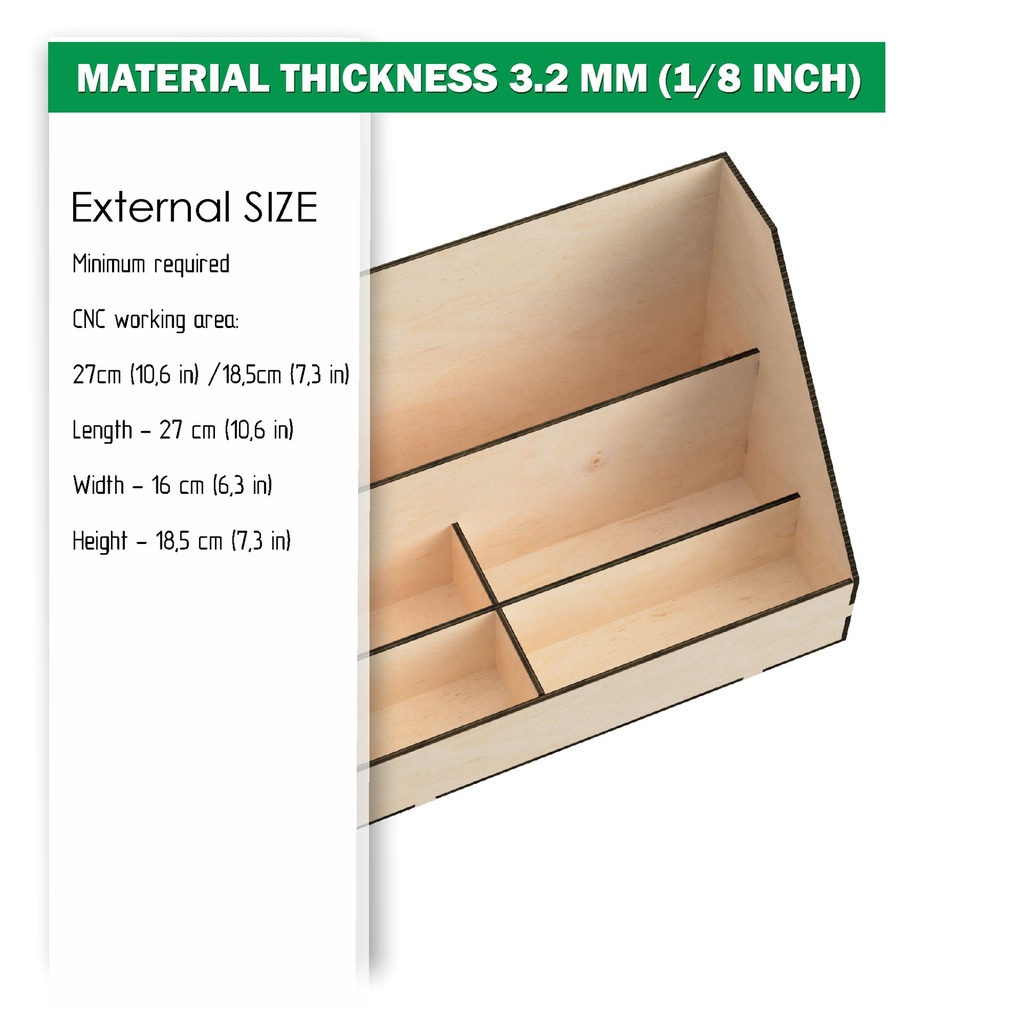 DXF, SVG Files for Laser Desktop Organizer Box, Drawer Storage, Display for Craft Tools, Paper, Magazine, Material 1/8"(3.2mm)