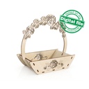 DXF, SVG files for laser Wooden basket with roses, Glowforge, Gift Ideas, Wedding Decoration, Material thickness 1/8 inch (3.2 mm)