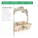 DXF, SVG files for laser Wooden basket with roses, Glowforge, Gift Ideas, Wedding Decoration, Material thickness 1/8 inch (3.2 mm)