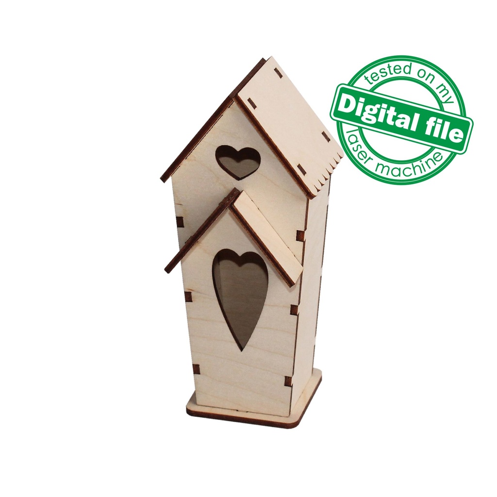 DXF, SVG files for laser decorative Birdhouse, Vector project, Glowforge ready, Material thickness 1/8 inch (3.2 mm)