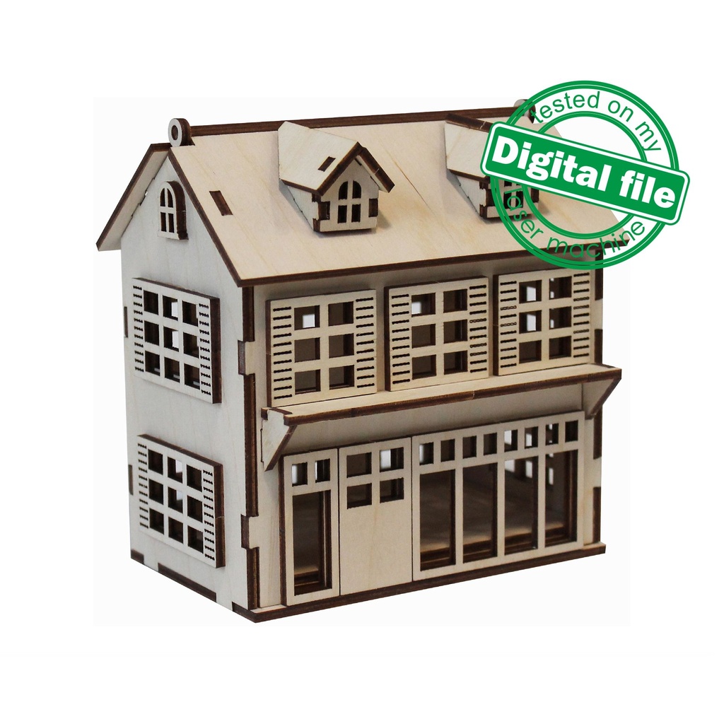 DXF files for laser Decorative scandinavian doll house or cafe, night lamp, gift box, svg Files, Glowforge, Plywood or MDF 3.2 mm