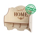 DXF, SVG files for laser Vintage Kitchen Shelf Sweet Home, CNC Router, Engraved pattern French, Two different material thickness 3.2/6.4 mm