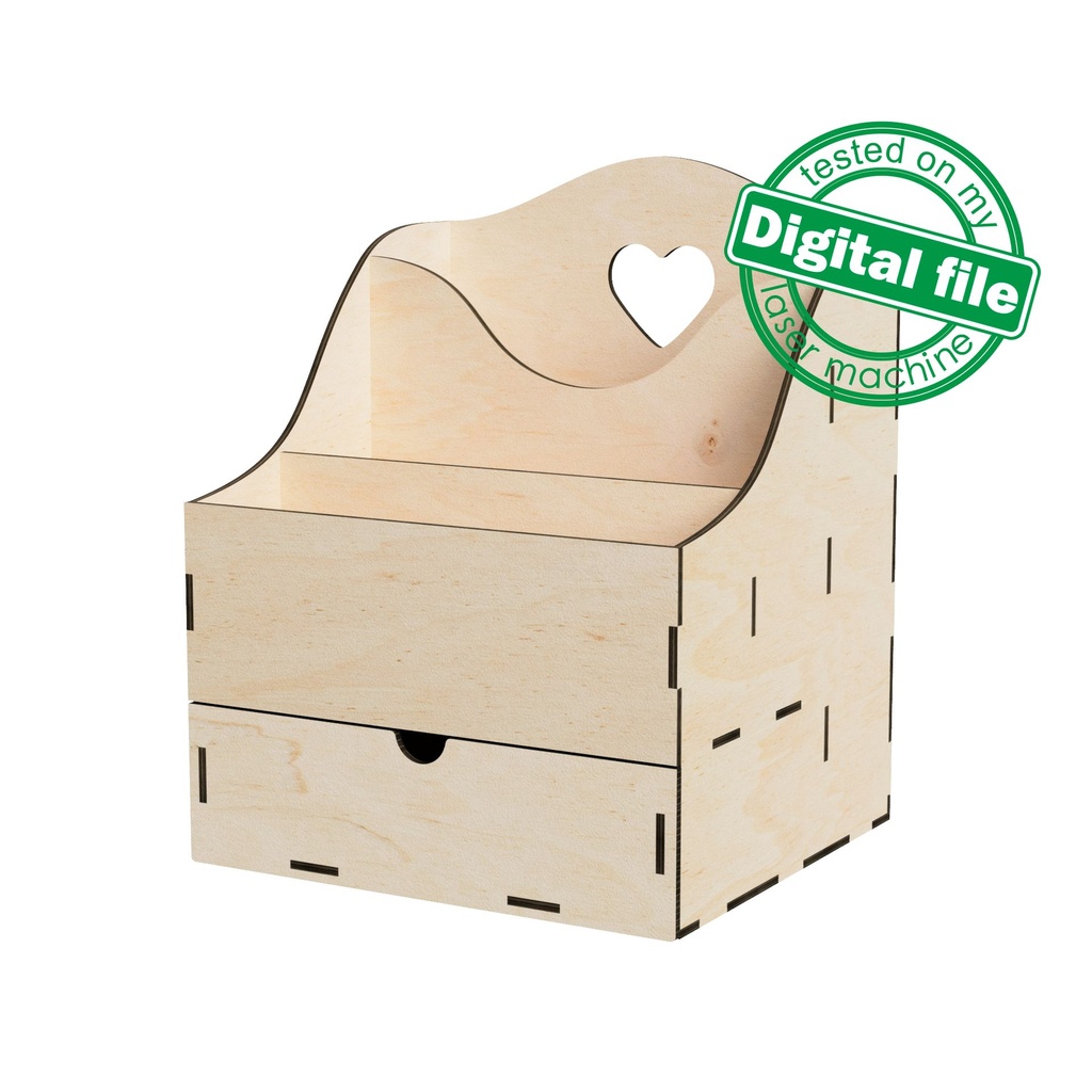 DXF, SVG Files for Laser Desktop Organizer Box, Drawer Storage, Display for Craft Tools, Paper, Magazine, Material 1/8"(3.2mm)