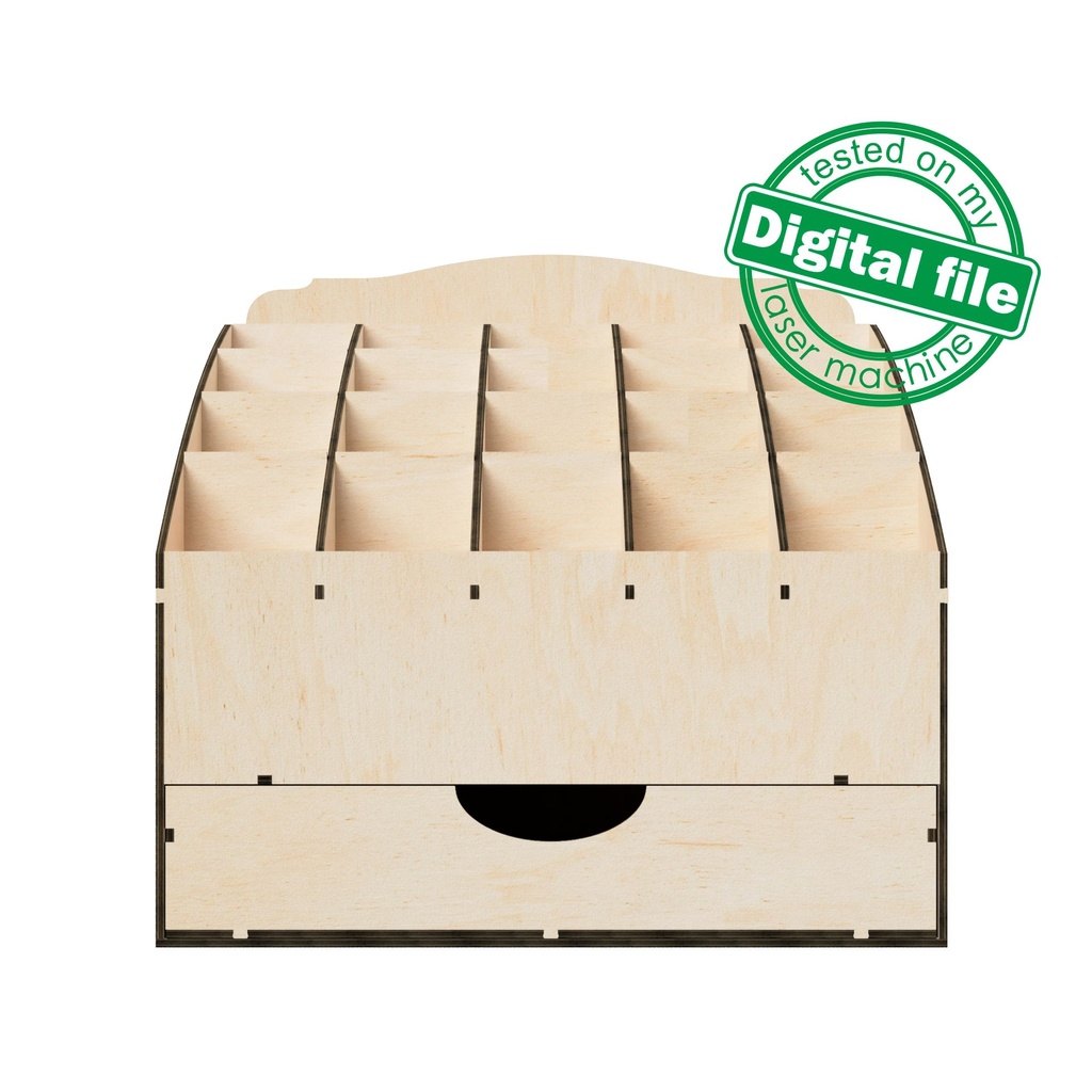 DXF, SVG Files for Laser Desktop Organizer Box, Drawer Storage, Display for Craft Tools, Brushes, Pencils, Paper, Material 1/8"(3.2mm)