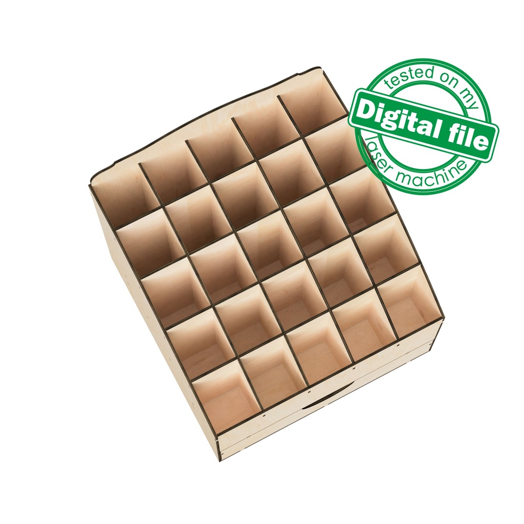 DXF, SVG Files for Laser Desktop Organizer Box, Drawer Storage, Display for Craft Tools, Brushes, Pencils, Paper, Material 1/8"(3.2mm)