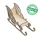 DXF, SVG files for laser Christmas Openwork decorative sleigh, Candy bar, Glowforge, Material thickness 3.2 mm