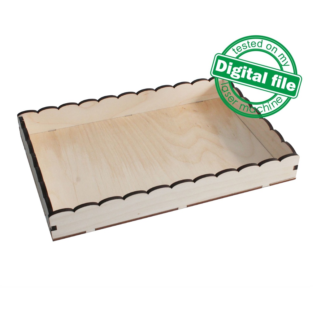 DXF, SVG files for laser Vintage Tray Roses lace ribbon, Candy bar decor, Engraved pattern French, Two different material thickness 3.2/6.4