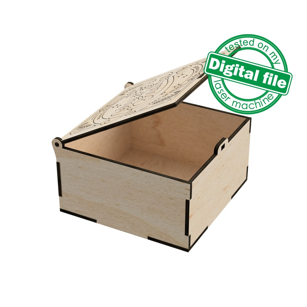 DXF, SVG files for laser Vintage Merry Christmas, Retro Christmas gift box, Engraved calligraphy, Glowforge, Material thickness 3.2 mm
