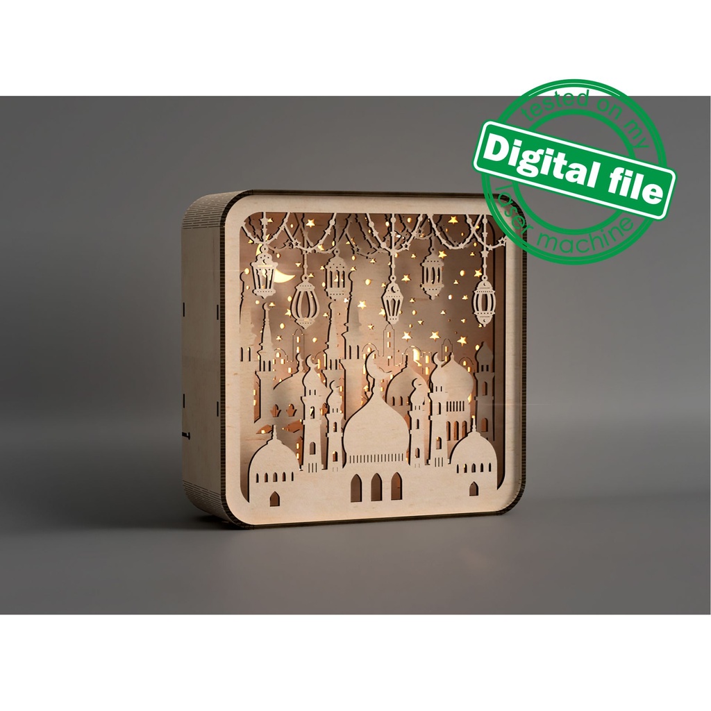 DIY Islamic Lightbox, Ramadan Shadow Box, Two different sizes DXF, SVG files for laser, Eid Mubarak, Decoration Idea, Material 1/8'' (3.2mm)