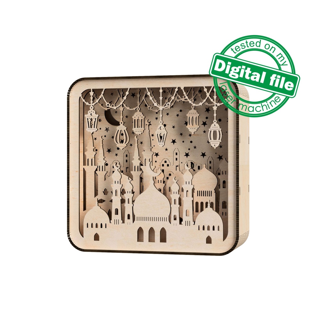 DIY Islamic Lightbox, Ramadan Shadow Box, Two different sizes DXF, SVG files for laser, Eid Mubarak, Decoration Idea, Material 1/8'' (3.2mm)