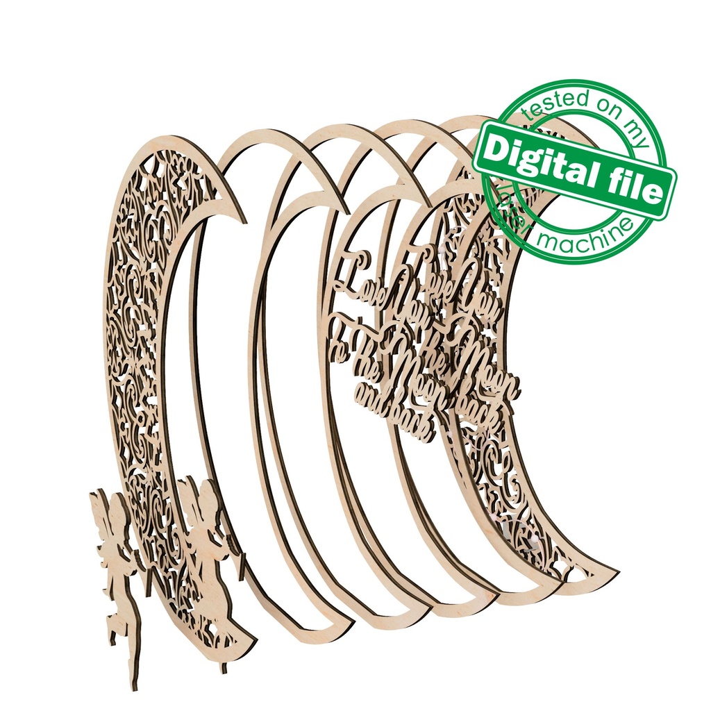 DXF, SVG files for laser Light-Up Crescent moon, Islamic Lightbox, Ramadan Shadow Box, Eid Mubarak, Multi Layered Ornament, Muslim, mosque (copy) (copy)