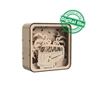 DIY Lightbox Beach vibe, surf, palm trees, Volkswagen bus Shadow Box, Two different sizes DXF, SVG files for laser, Material 1/8'' (3.2mm)