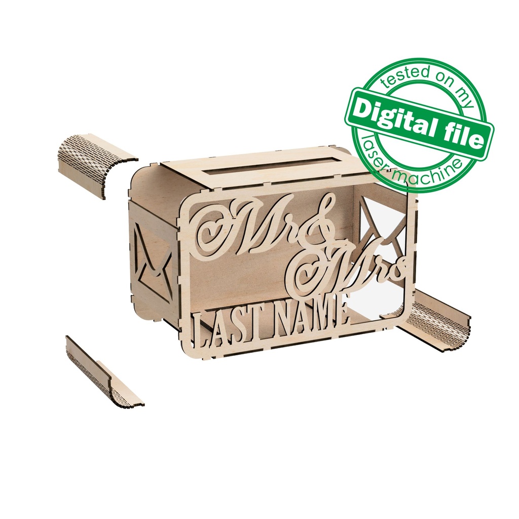 DXF, SVG files for laser Wedding card box, money box, Engagement Card Box, openwork, carved, leaves, Glowforge, Material 1/8'' (3.2 mm) (copy)