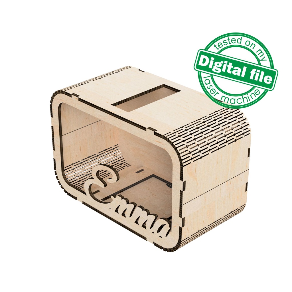 DXF, SVG files for laser Personalized Baby Piggy Bank, Wood Gift For Kids, Nursery Decor, Wooden Piggy Bank with Name, Toddler Gifts