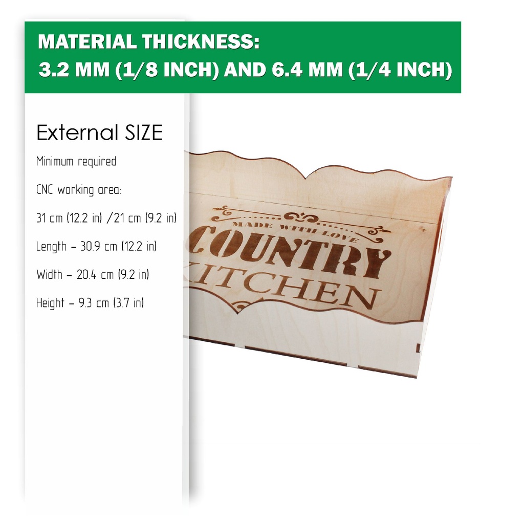 DXF files for laser Tray Country Kitchen, Candy bar decor, svg Files, Glowforge, Two different material thickness 3.2 / 6.4 mm