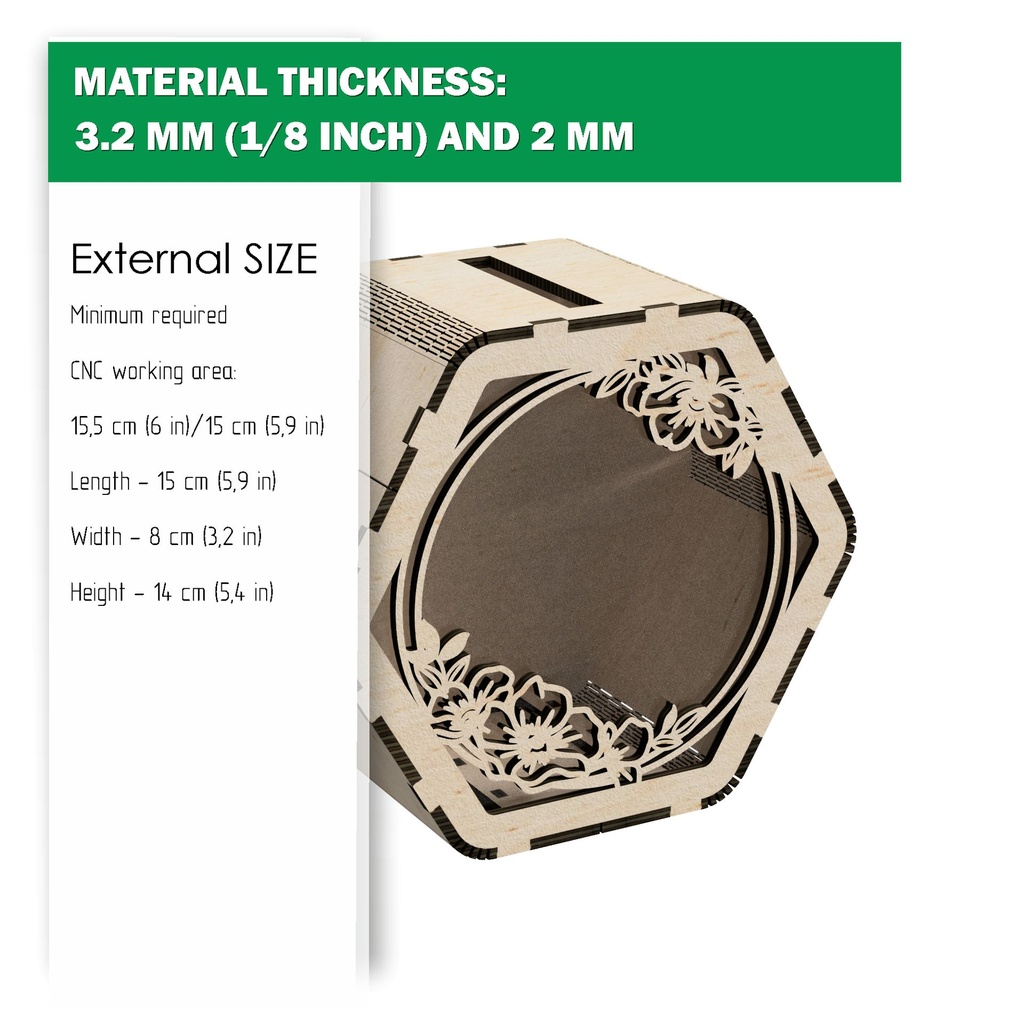 DXF, SVG files for cutting Piggy bank, personalized money box, Travel fund, Nursery decor, Laser or plotter, Two Material 1/8''(3mm) and 2mm