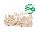 DXF, SVG files for laser Сandle holder Winter village, Santa Claus with reindeer flying in a sleigh, enchanted forest, Christmas decoration