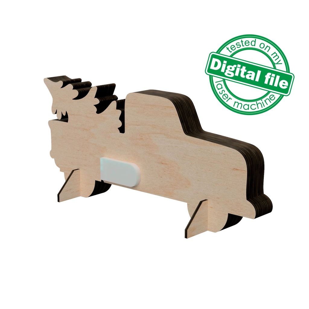 DXF, SVG files for laser Light-UP Christmas retro Truck, Winter Village, Flying Reindeer, Santa Claus, Layered wooden light box, Shadow box