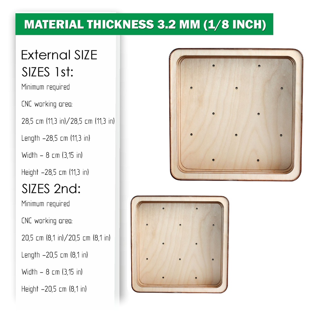 DIY Lightbox, Shadow Box, Two different sizes DXF, SVG files for laser, Template, Glowforge, Material thickness 1/8 inch (3.2 mm)