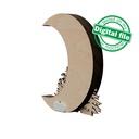 DXF, SVG files for laser or plotter cutting Glowing Christmas decoration, winter forest, reindeer, crescent moon, starry night