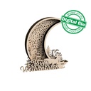 DXF, SVG files for laser or plotter cutting Glowing Christmas decoration, winter forest, reindeer, crescent moon, starry night