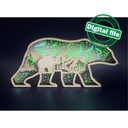 Files for laser or plotter Multilayer polar bear decoration, Northern Lights, aurora borealis, Nursery decoration, SVG, PDF, DXF