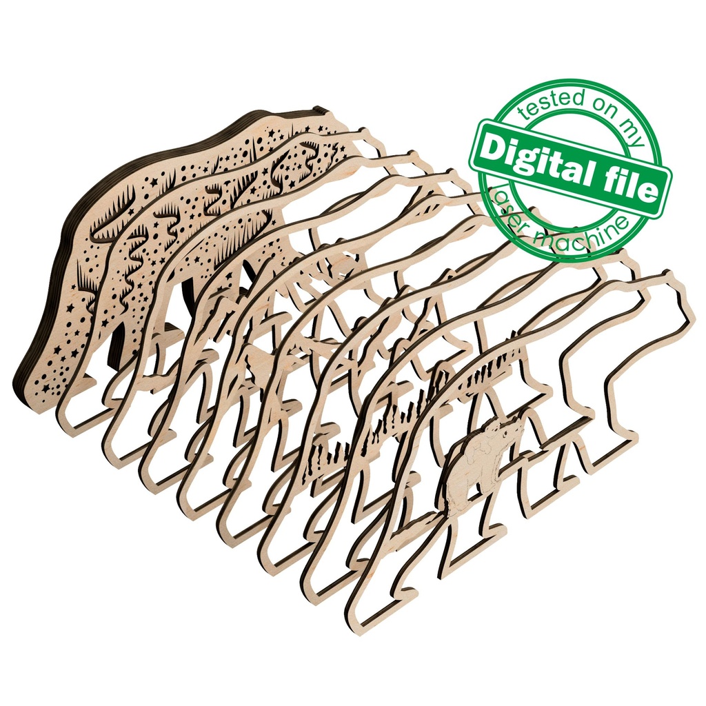 Files for laser or plotter Multilayer polar bear decoration, Northern Lights, aurora borealis, Nursery decoration, SVG, PDF, DXF