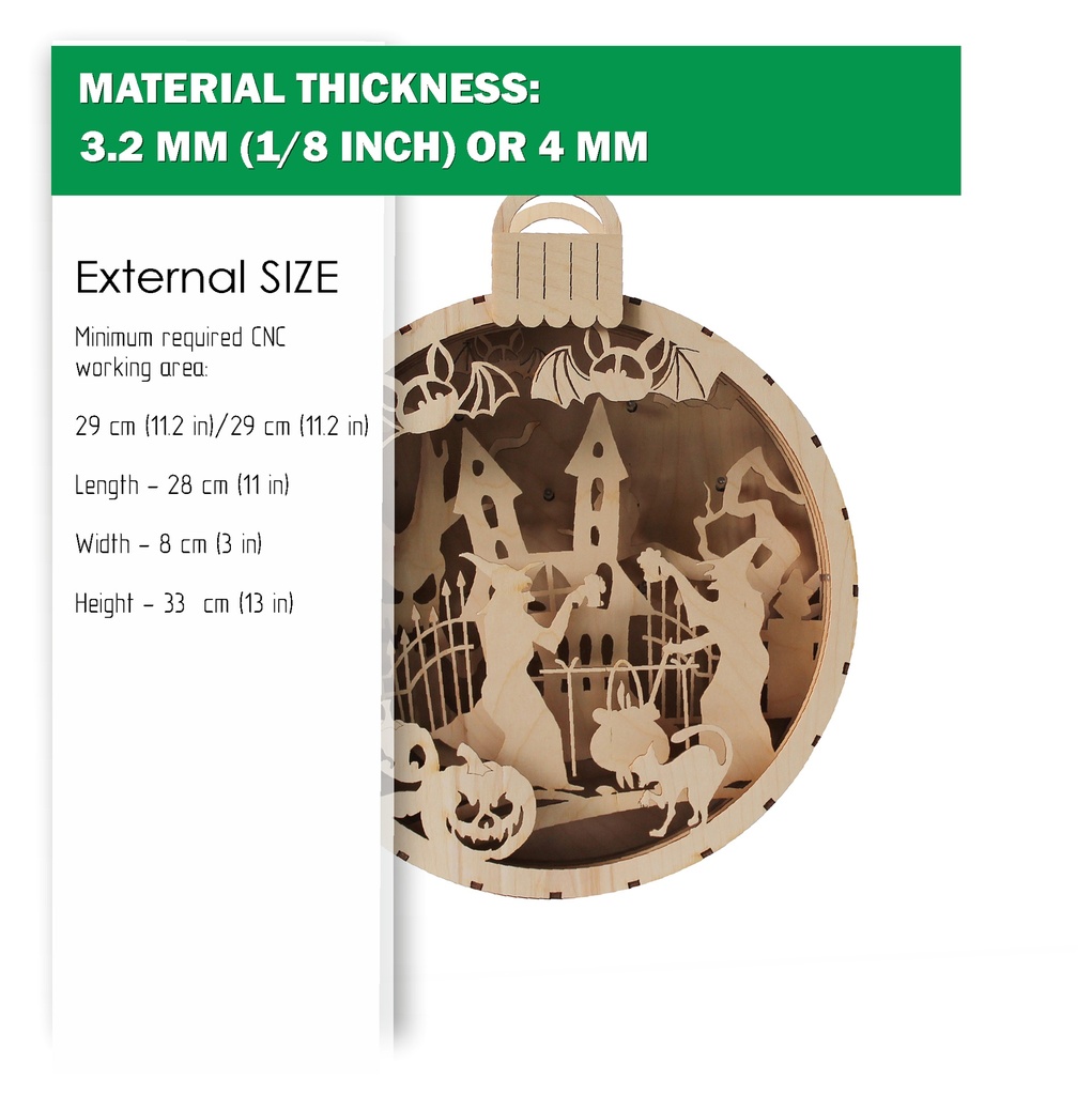 DXF, SVG files for laser Light box Witches brew cauldron, Shadow box, Halloween decor, laser cutting, Material thickness 1/8 inch (3.2 mm)