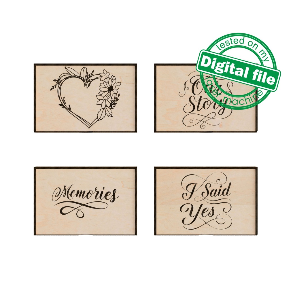 DXF, SVG files for Laser Cut Box with Sliding Lid, Drawers, Souvenir, Small Items Storage, Memorabilia, calligraphy, Material 1/8'' (3.2 mm)
